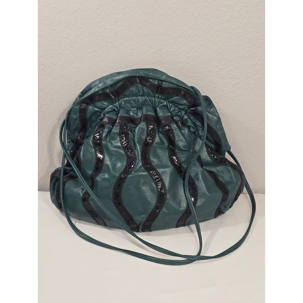 7 Seven handbags by Dimitri Teal & Black Snakeskin Dumpling Style 80s Mobwife